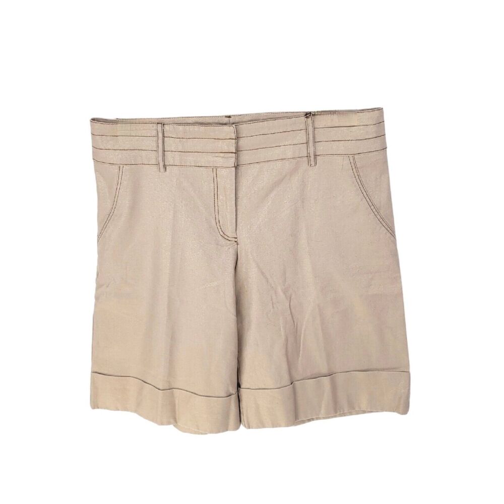 Vintage Cache Shorts Womens 6 Chino Linen Blend Stretch High Y2K Dress Cuffed
